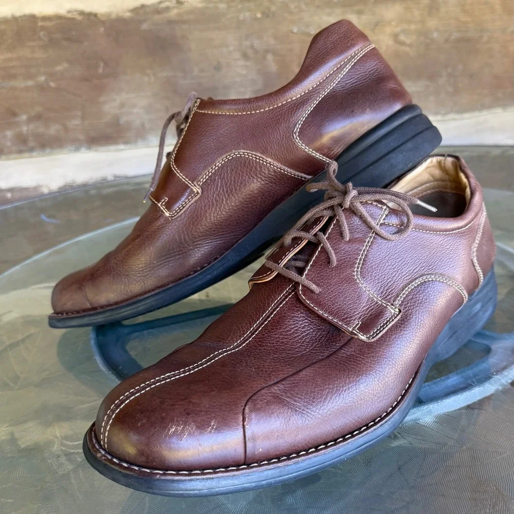 Johnston & Murphy Mens 14M Brown Shuler Bicycle Leather Lace Up Oxfords